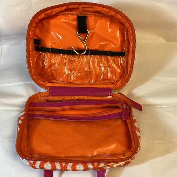 Neiman Marcus Pink & Orange Ikat Hanging Zip Travel Organizer, Great condition! - Picture 7 of 11